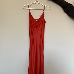 Silky burnt orange shift dress
